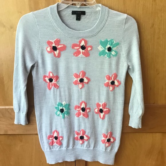 J. Crew Merino Wool Tippi Floral Sweater SZ XS - Picture 2 of 10